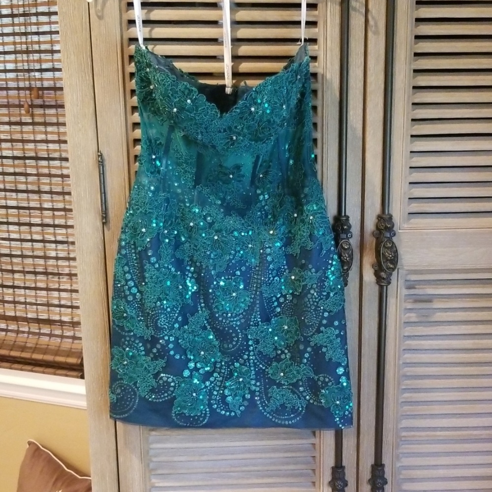 Jovani strapless minidress with bodice and sequins